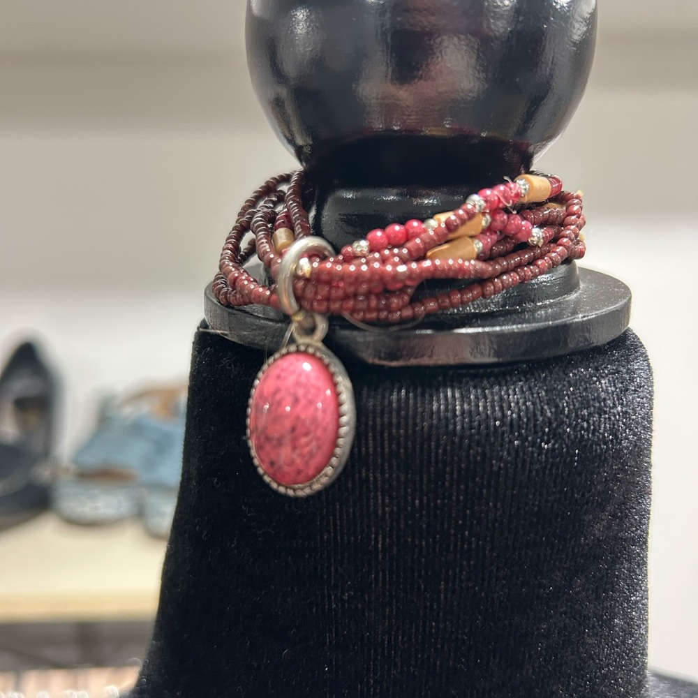 3/$20 Beaded Bracelet with Rose Stone Charm
